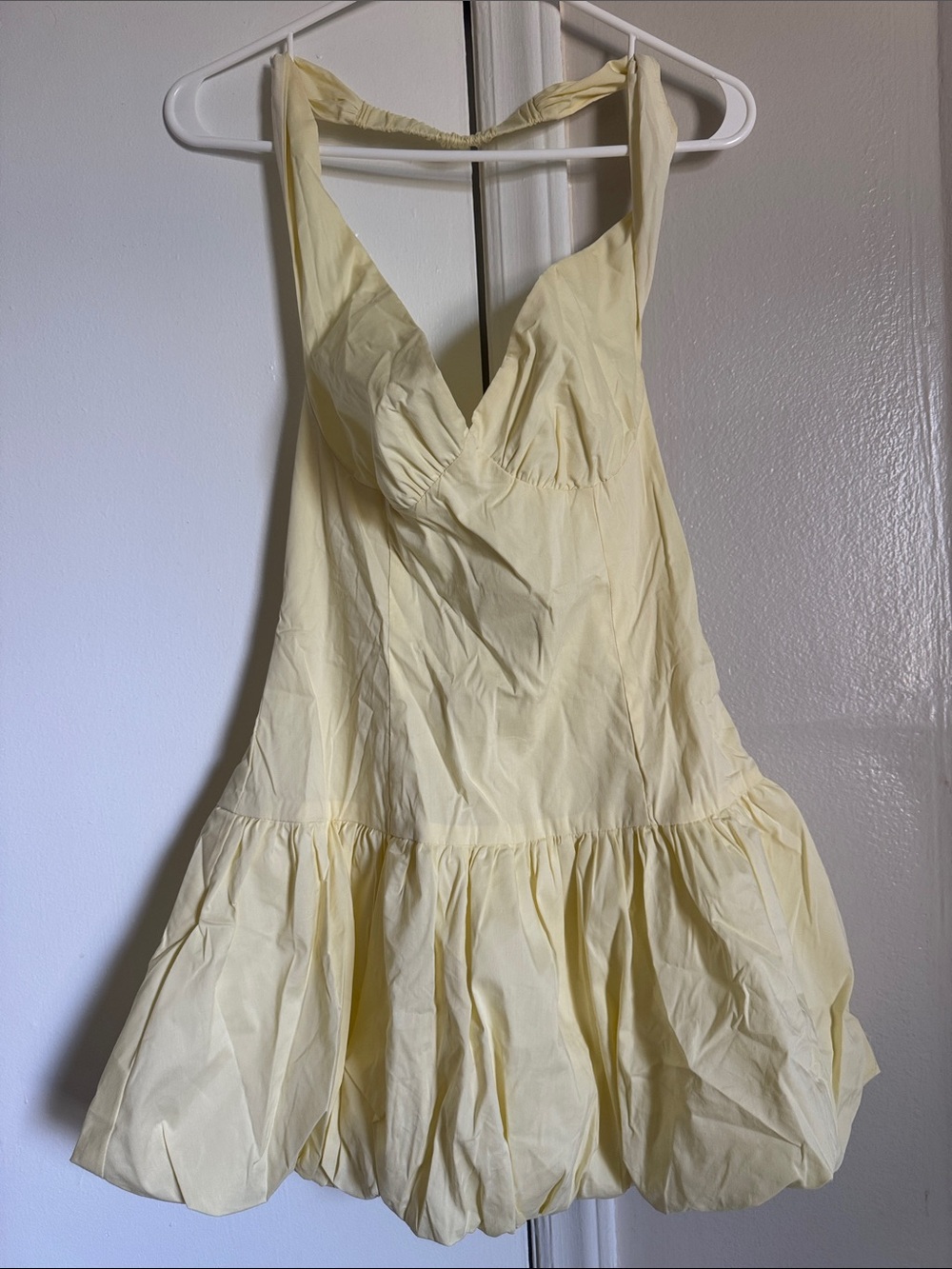 Peppermayo Pale Yellow Halter Mini Dress